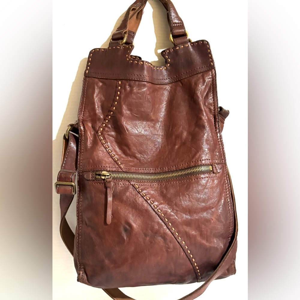Lucky brand brown  distressed Leather Crossbody Bag -